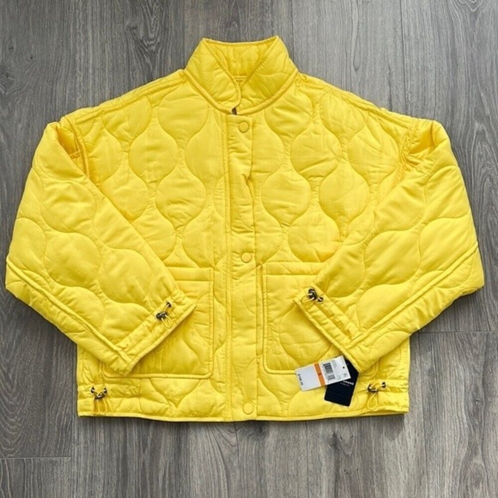 Lucky Brand Quilted Jacket Womens Small Oversized Lemon Yellow Boxy Gorpcore NWT